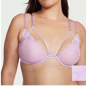 Victoria's Secret | Very Sexy Fishnet Lace Unlined Low-Cut Demi Bra 34C Lilac